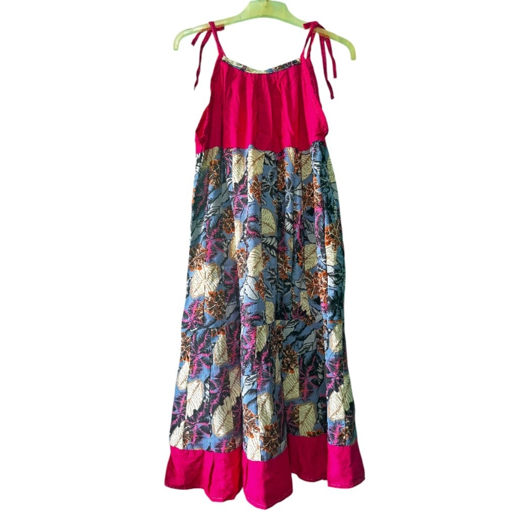 Daster Bali model tali pink motif batik ditengah daun daster adem dan tidak transparan daster remaja