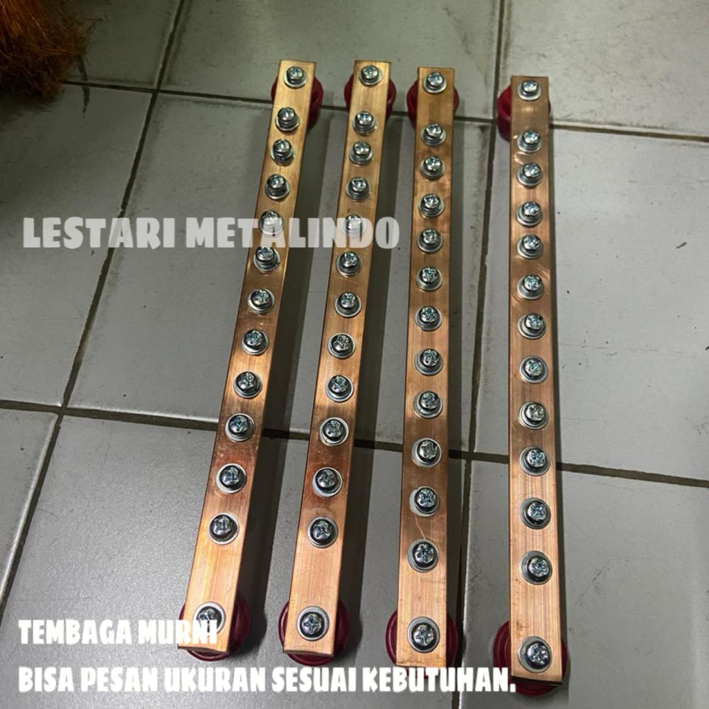 busbar tembaga 3mm x 25mm x 300mm komplit - busbar grounding - busbar netral