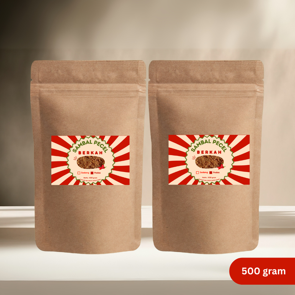 

Sambal Pecel 500 gram @2 pcs– Kemasan Standing Pouch, Level Pedas