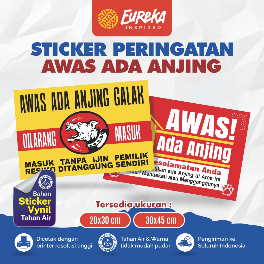 

Stiker Vynil Anti Air Peringatan Awas Ada Anjing Galak Versi Landscape
