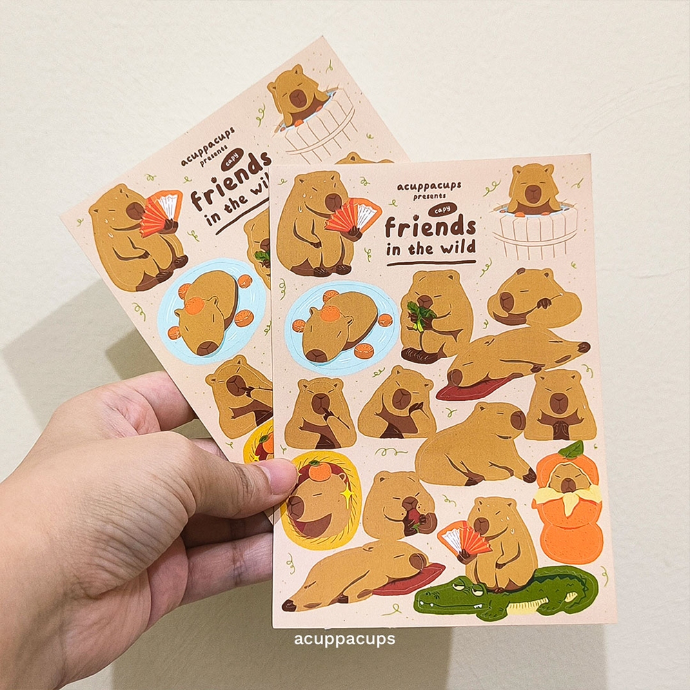 

Friends at Home Series Capy Capybara Animal Sticker Sheets | acuppacups