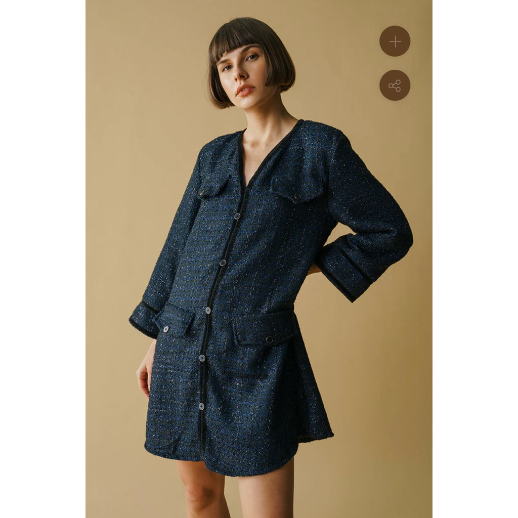 Duma Official Coco Tweed Dress Black Multi