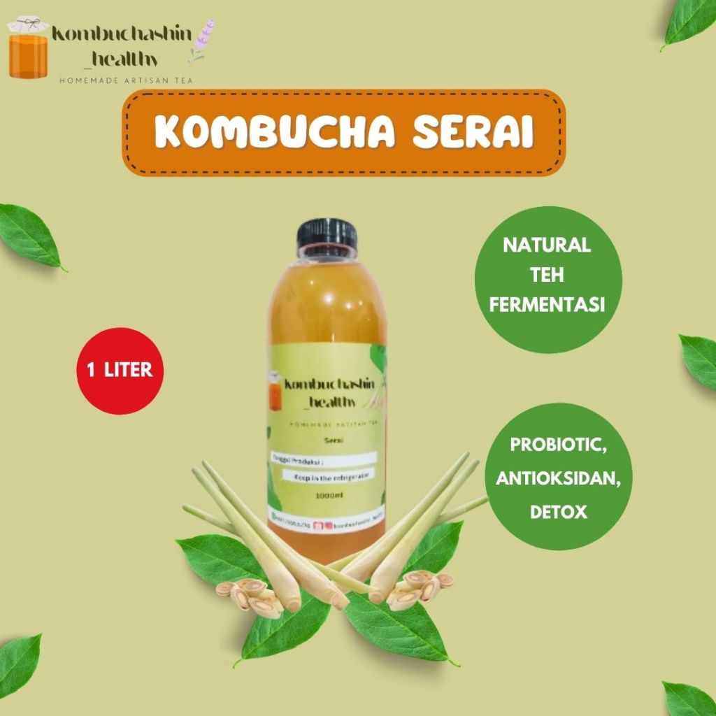 

KOMBUCHA SERAI 1 Liter Minuman Probiotik Sehat Untuk Kesehatan Pencernaan