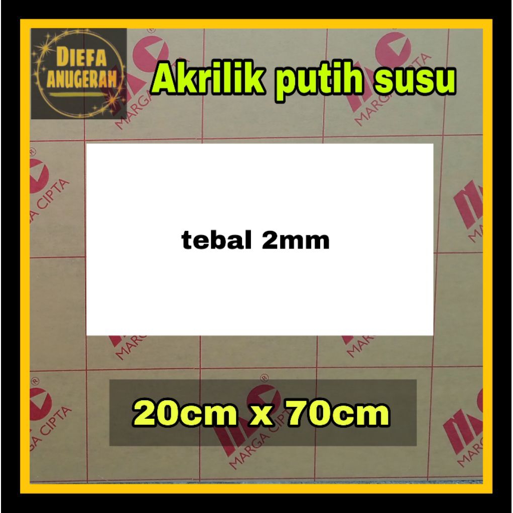 Akrilik 2 mm putih susu 20x70 Acrylic lembaran Acrylic white