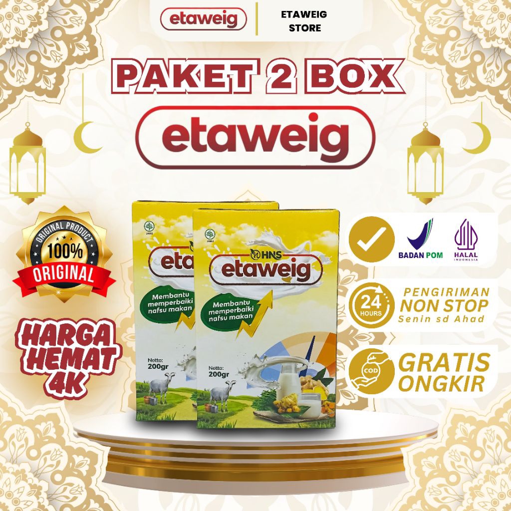 

Susu Kambing Etaweig - Susu Etawa Penggemuk Penambah Berat Badan Untuk Anak Original BPOM 2 BOX