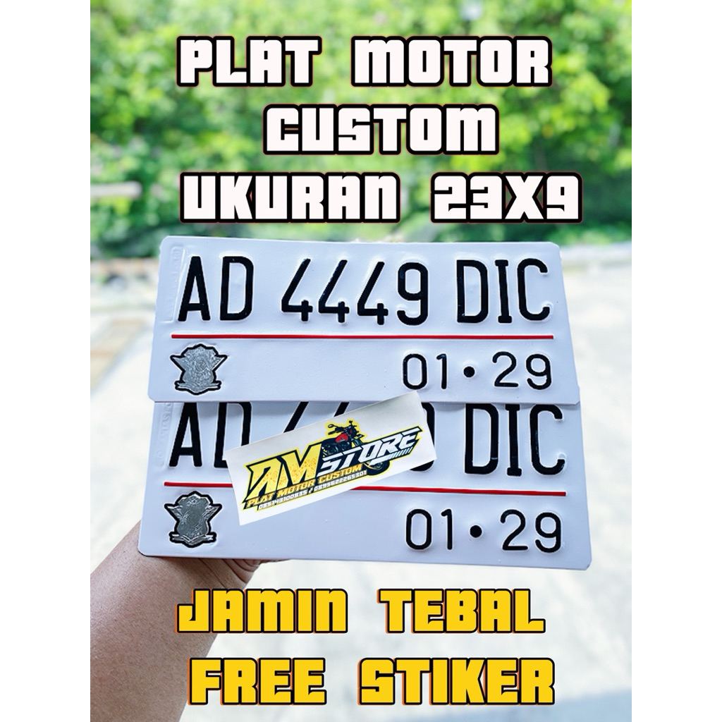 Plat motor custom warna putih plat motor baut tanam satu pasang plat motor ukuran kecil