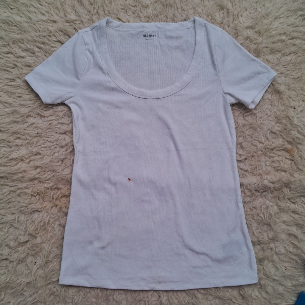 kaos wanita old navy size l besar white rib shirt