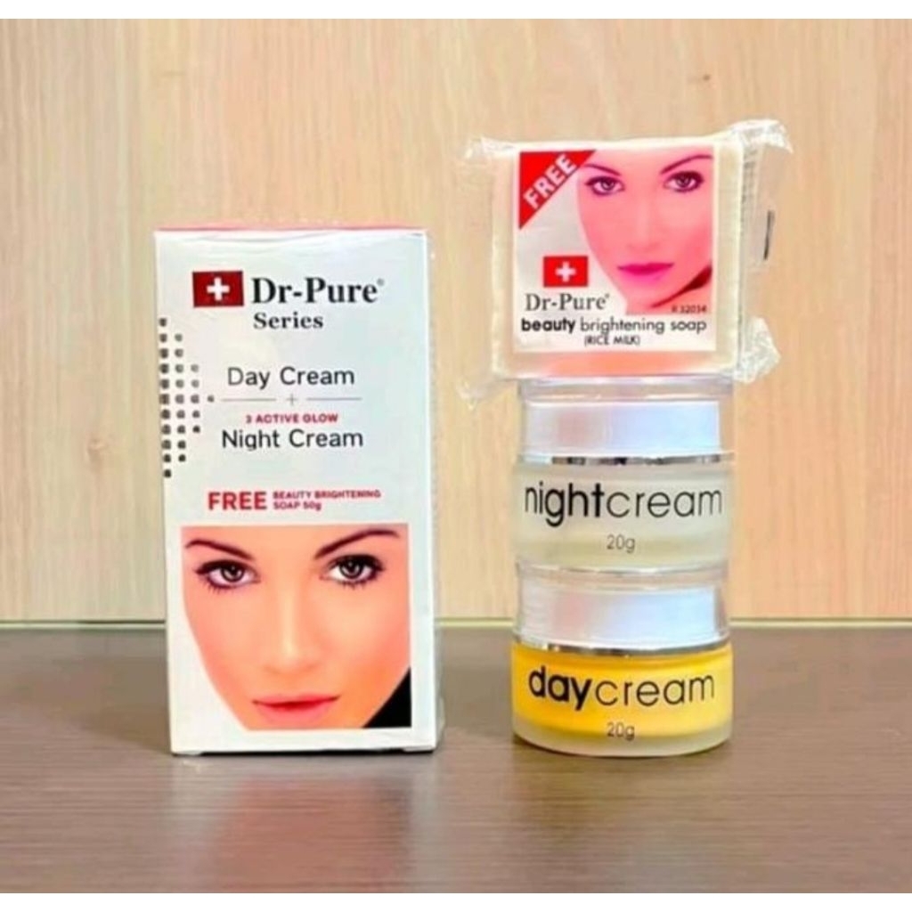 PAKET CREAM DR-PURE SET SIANG MALAM DAN SABUN 3IN1