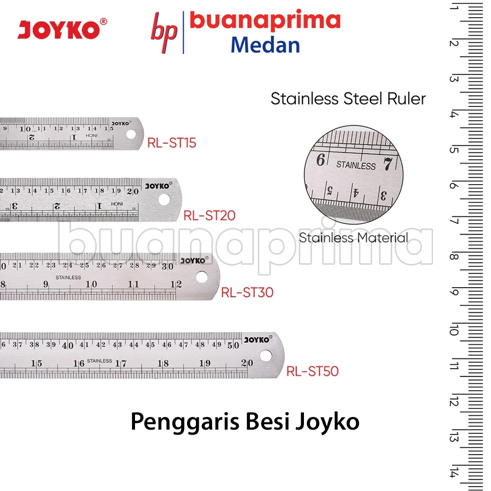 

PENGGARIS BESI JOYKO 15 20 30 50 cm Eceran Rol Tebal Stainless Steel Ruler Per Pcs Satuan