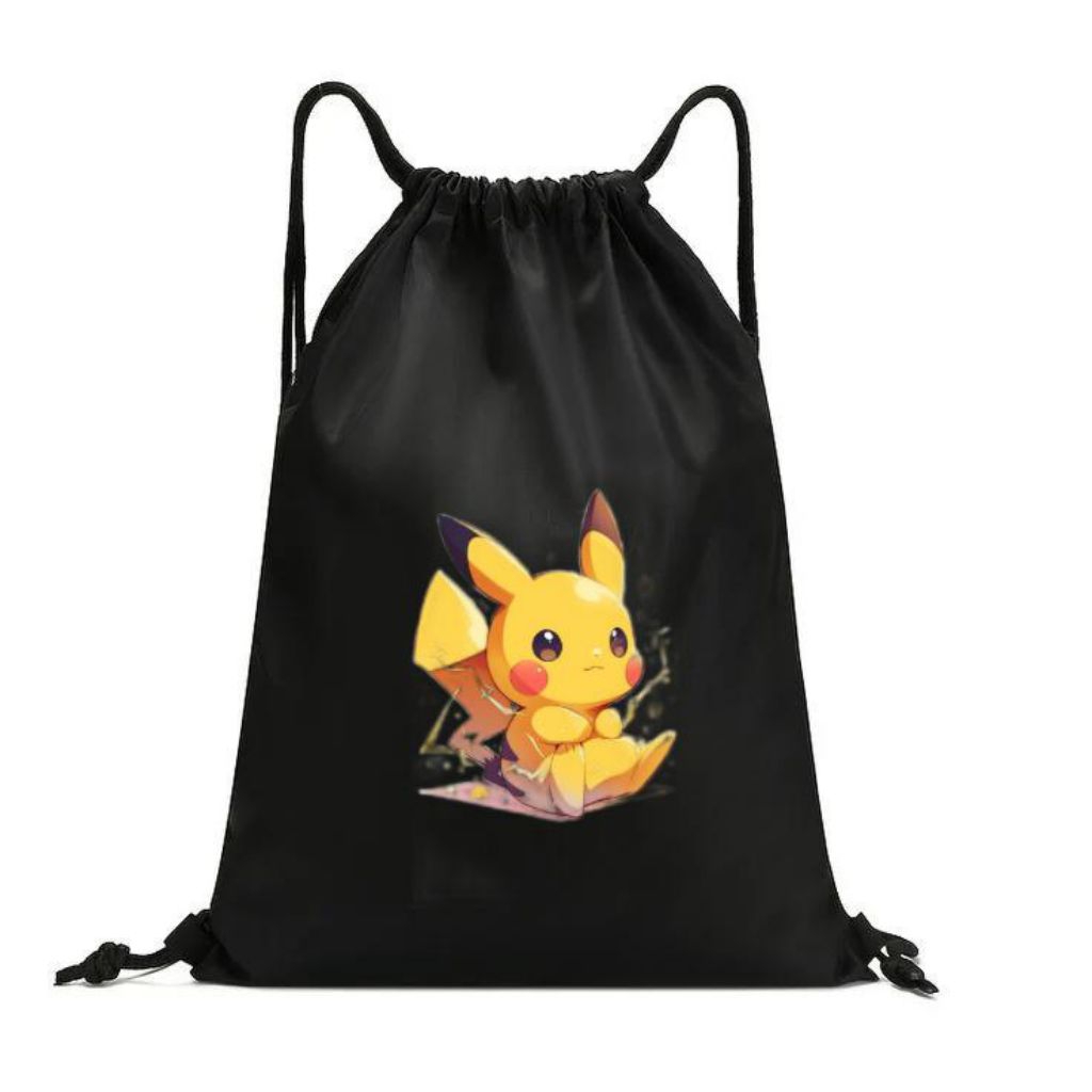 Tas Serut Sablon Pikachu Tas Futsal Stringbag Anti Air