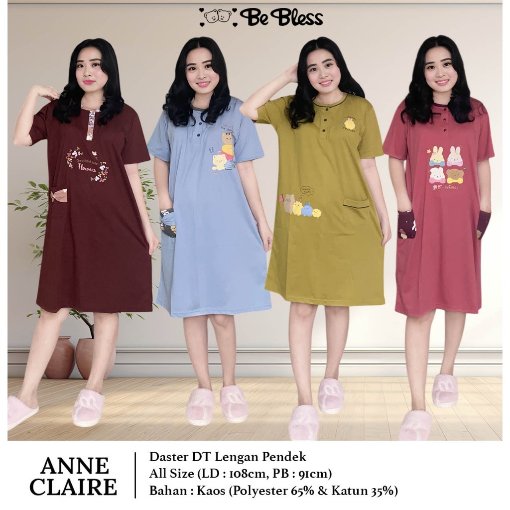 ANNE CLAIRE | DT Dewasa All Size Daster Lengan Pendek Anne Claire Bumil Busui Baju Tidur Mamasize
