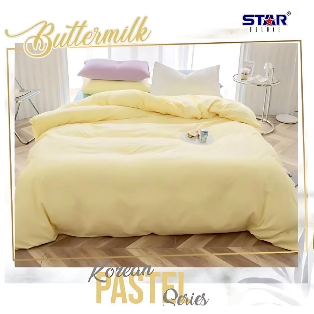Sprei Set Katun STAR Polos Buttermilk
