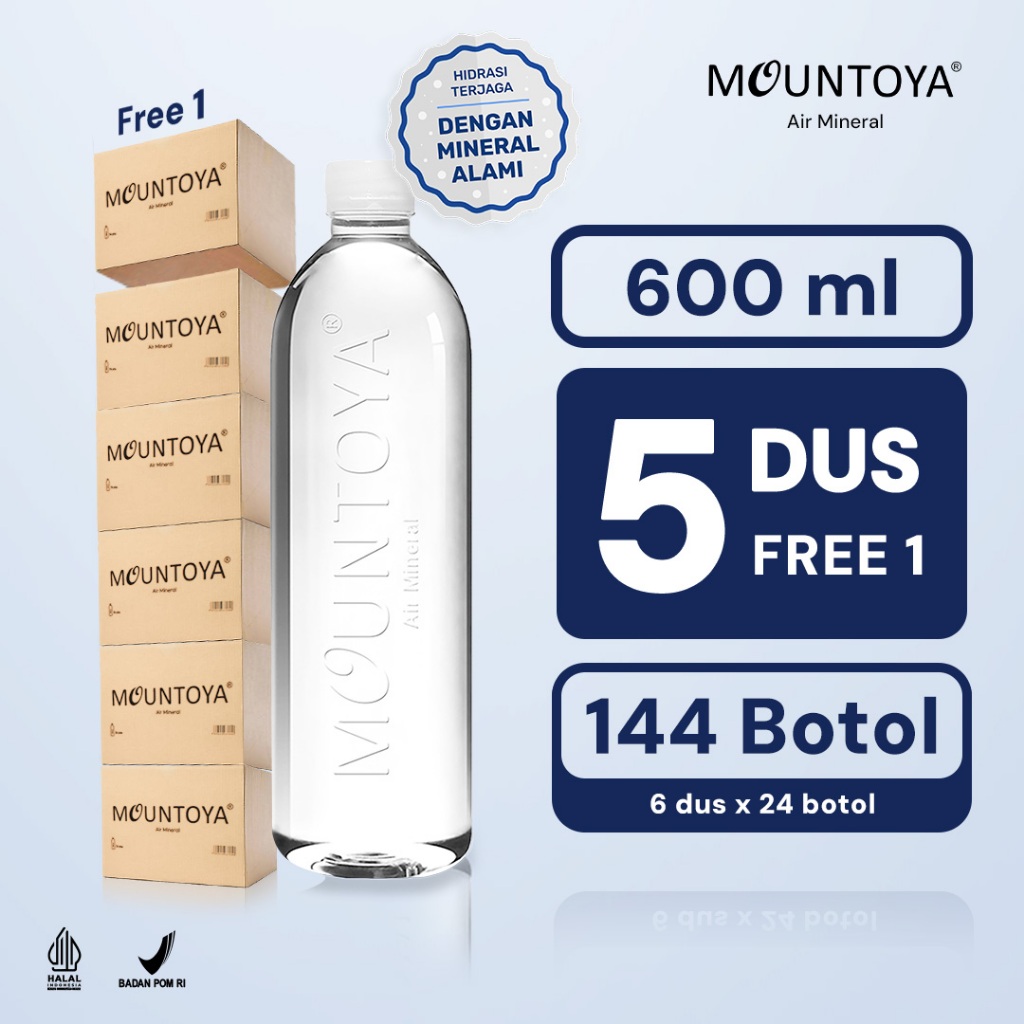 

MOUNTOYA Air Mineral 600ml x 24 botol (5 dus) FREE 1 dus