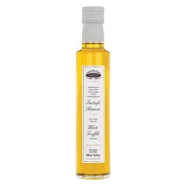

Tartufi Jimmy Evoo White Truffle 250Ml – Minyak Dressing Zaitun Extra Virgin Truffle Putih Premium