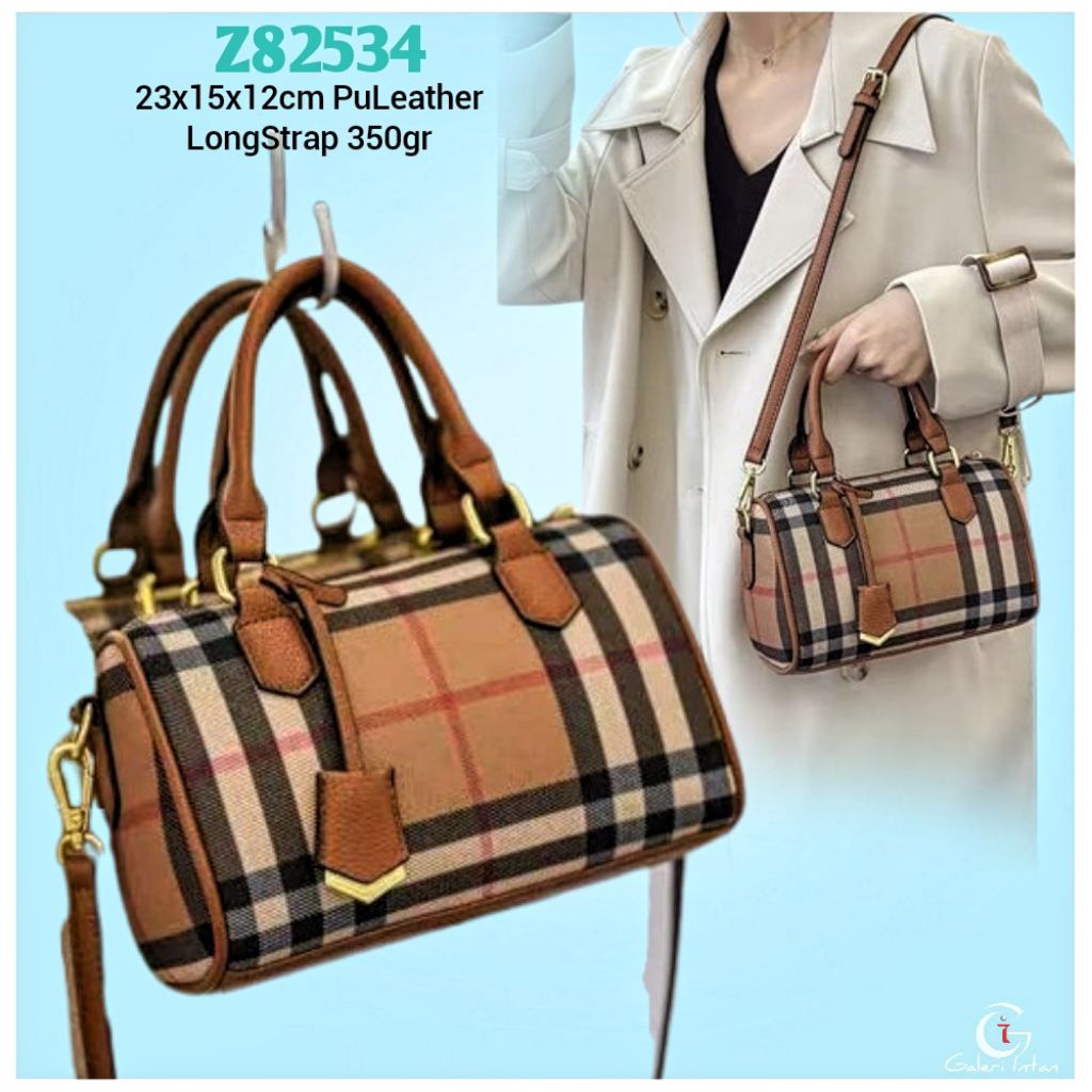Gij.  Tas Selempang Wanita Import Speedy Bag Z1961  Z6410 Z82534 1kg3 PLAID XUAN NI BEAR MONO SLING 