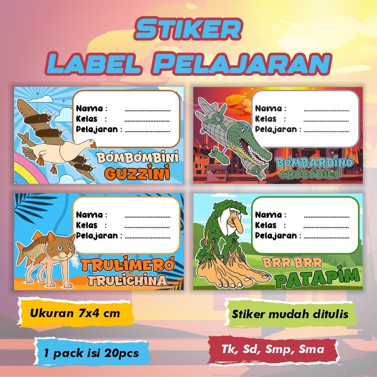 

Stiker Buku Pelajaran Tung Tung Sahur Anomaly Capucino Udindino