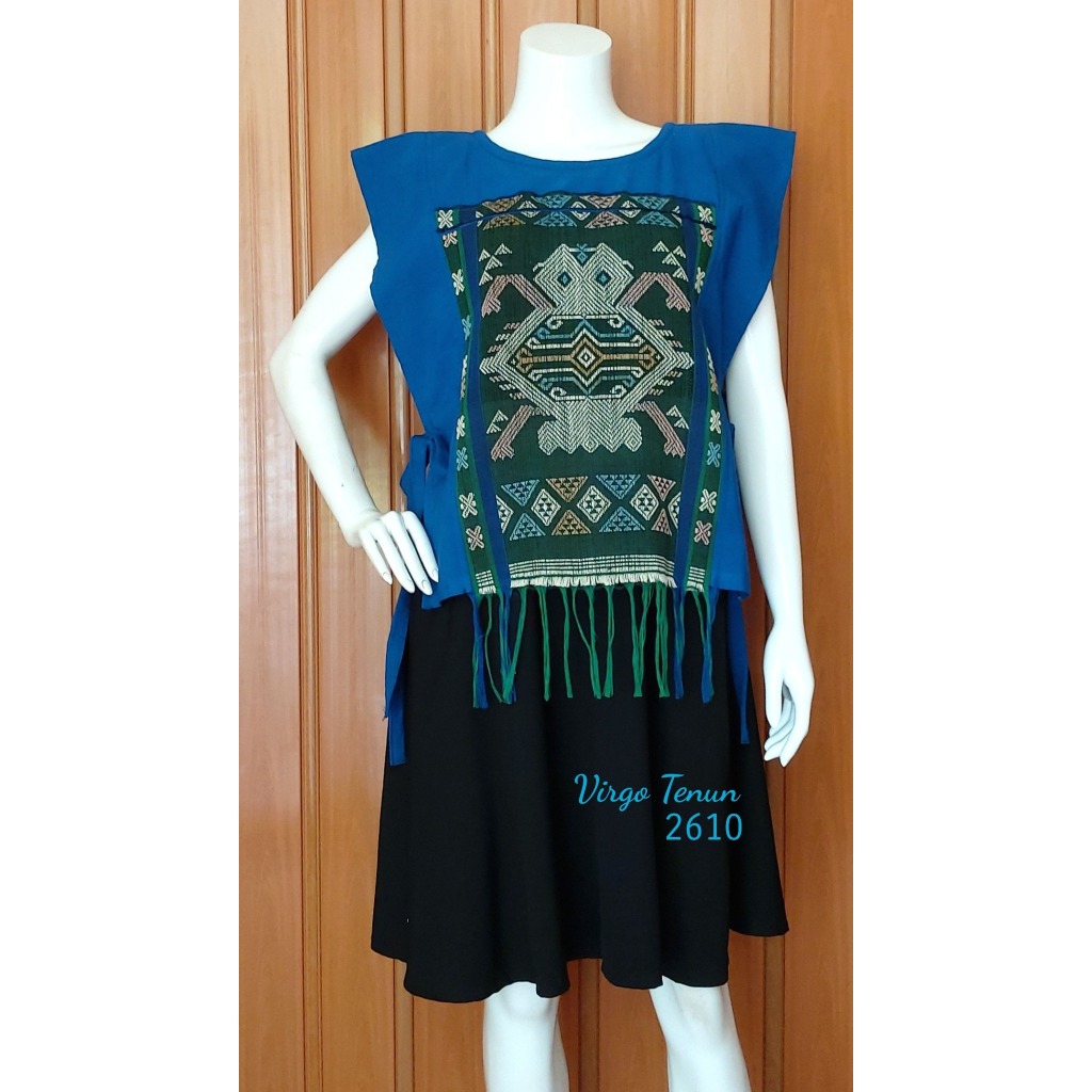 RTW 2610 Vest / rompi tenun pahikung motif kura2 biru, Sumba, NTT