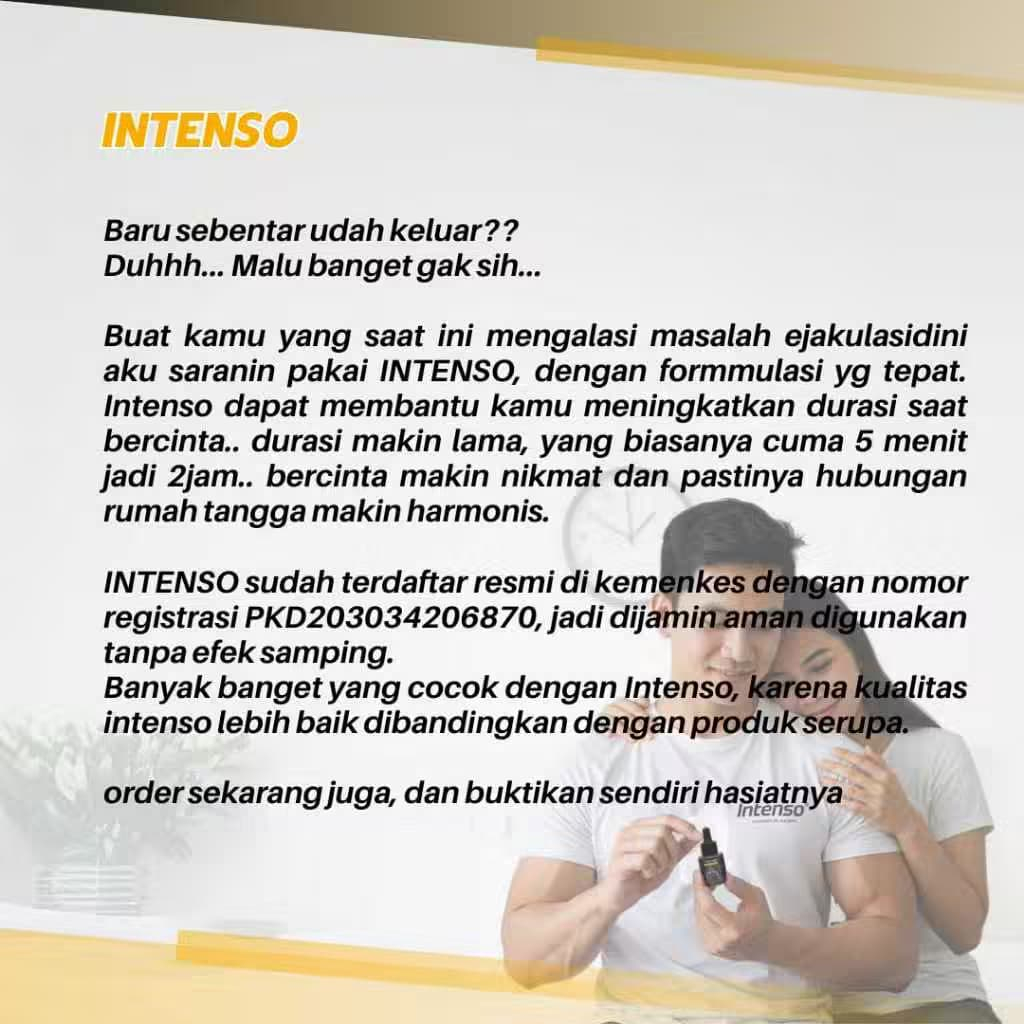 INTENSO ANTISEPTIK UNTUK PRIA OBAT KUAT TETES TAHAN LAMA KUAT SAMPAI PAGI TANPA EFEK SAMPING