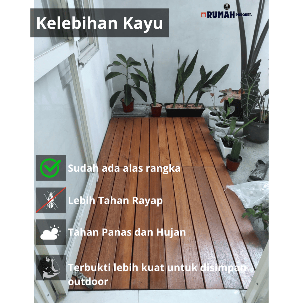 Caufeestore Decking Tile Bengkirai Base - Rangka Pvc-Praktis