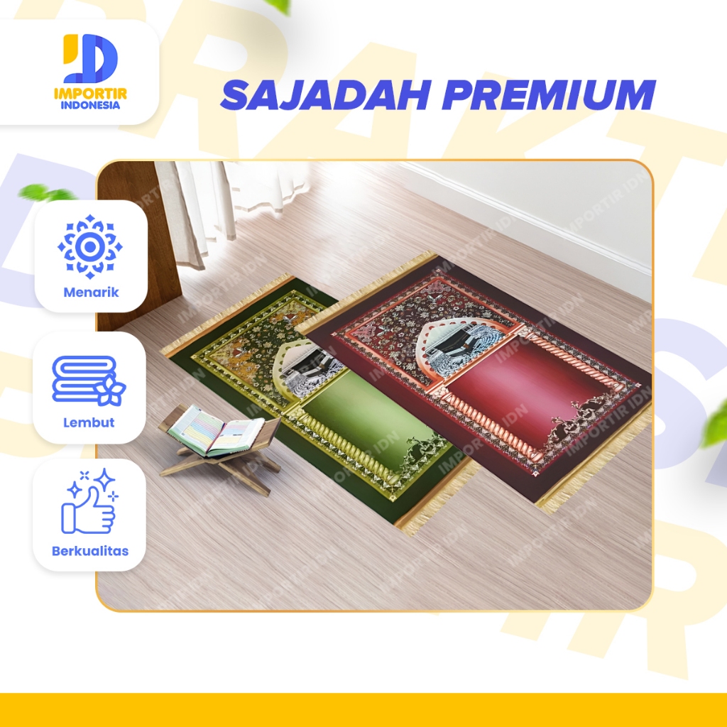 IMPORTIR Sajadah Sholat Jumbo Tebal Sajadah Turki Original Anti Slip Rumbai Sajadah Premium