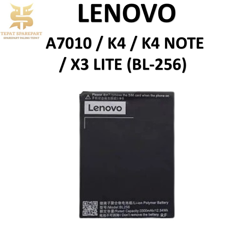 BATERAI LENOVO BL-256 Lenovo A7010 / K4 / K4 NOTE / X3 LIITE Batre Batrai Baterai ORIGINAL 100%