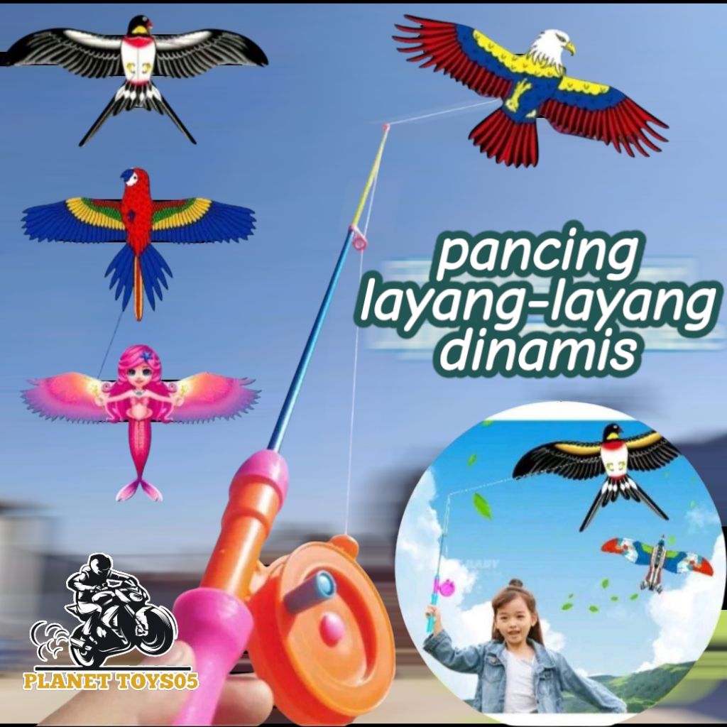 [COD] Layangan Pancingan Burung dan Kupu-Kupu Set Lengkap Joran dan Benang Kuat/ Layangan Karakter-M