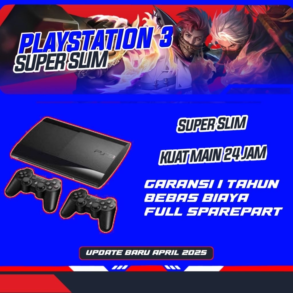 PS3 Asli Sony Super Slim CFW 1 TB 1000 GB | 500 GB | 320 GB - Preloved Garansi 1Tahun