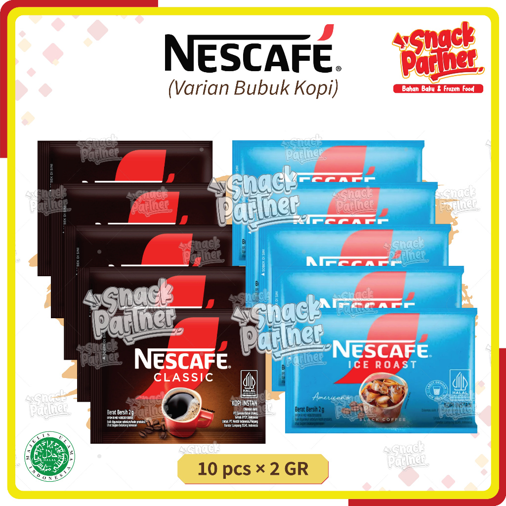 

NESCAFE 10 × 2 GR / Sachet | CLASSIC & ICE AMERICANO - Bubuk Kopi Hitam Instan Instant Coffee 10x2gr
