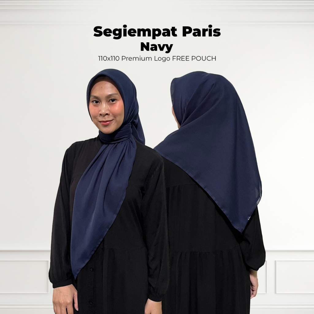 Segiempat Paris Navy 110x110 / hijab paris segiempat navy / jilbab paris warna navy / kerudung paris