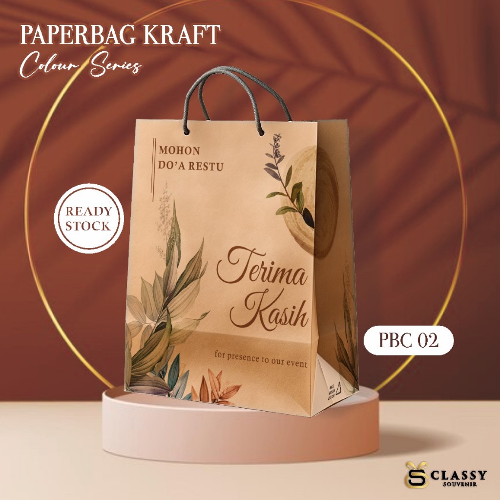 

[12 PCS] PAPERBAG PBC 02 MOTIF READY STOCK - TAS SOUVENIR PERNIKAHAN BAHAN KRAFT LUSINAN