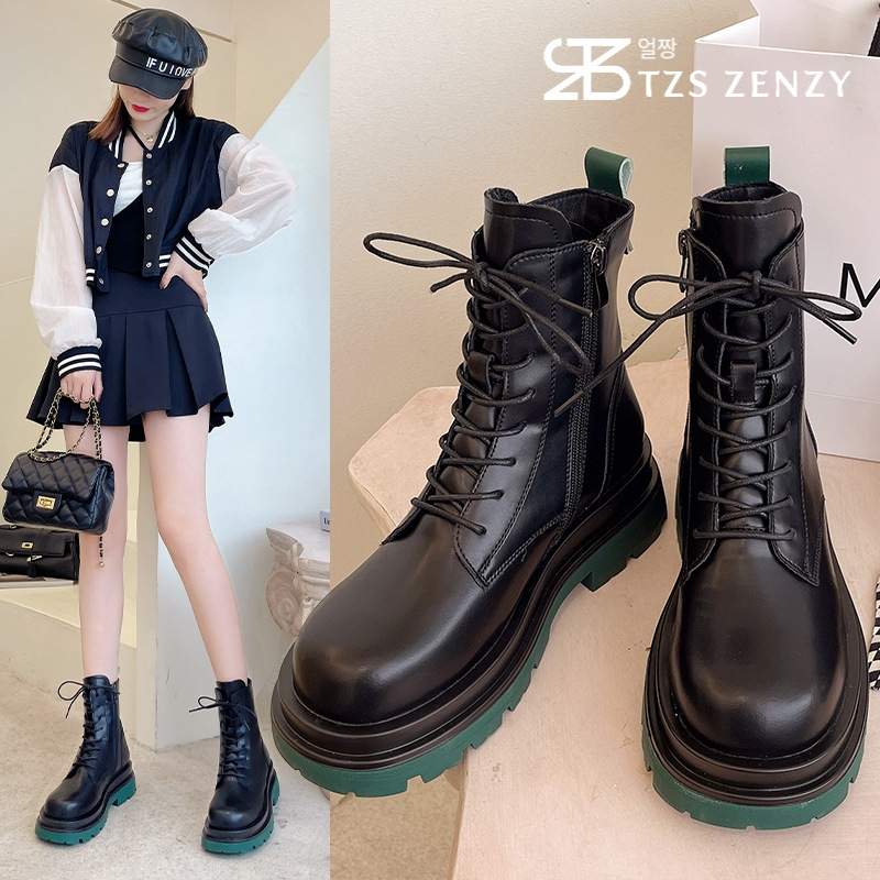 TZS Zenzy Jinmin Boots - Sepatu Boots Wanita - Boots Hitam - Boots Korea Fashion