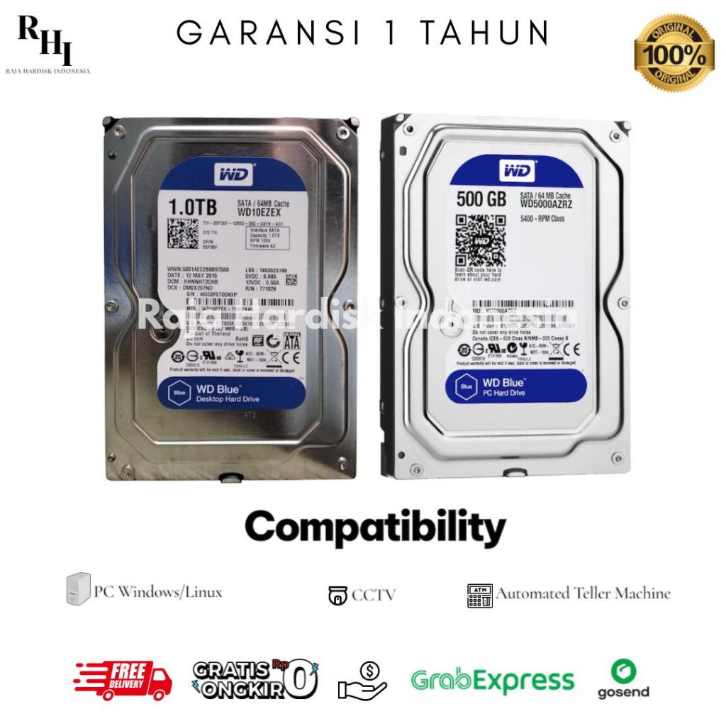 HARDISK PC 500GB /1TB/ 2TB WD BLUE /BARRACUDA SATA 3,5" INCHI -HDD PC CPU BARU 0 DAYS