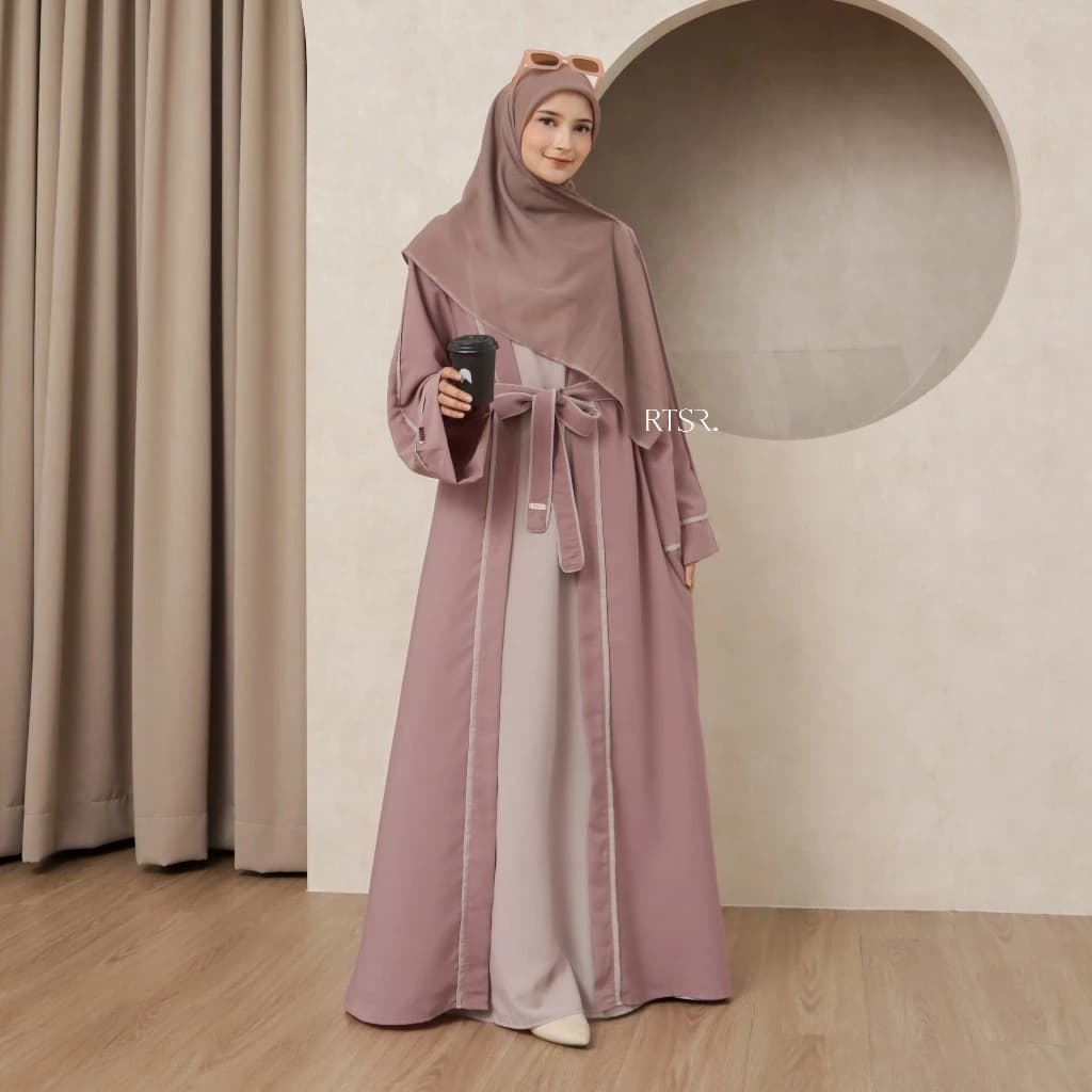 ZIEENA ~ Luna Abaya Hitam Wanita Arab Premium 2025 Gamis Crinkle Exclusive Remaja Syari Modern Murah