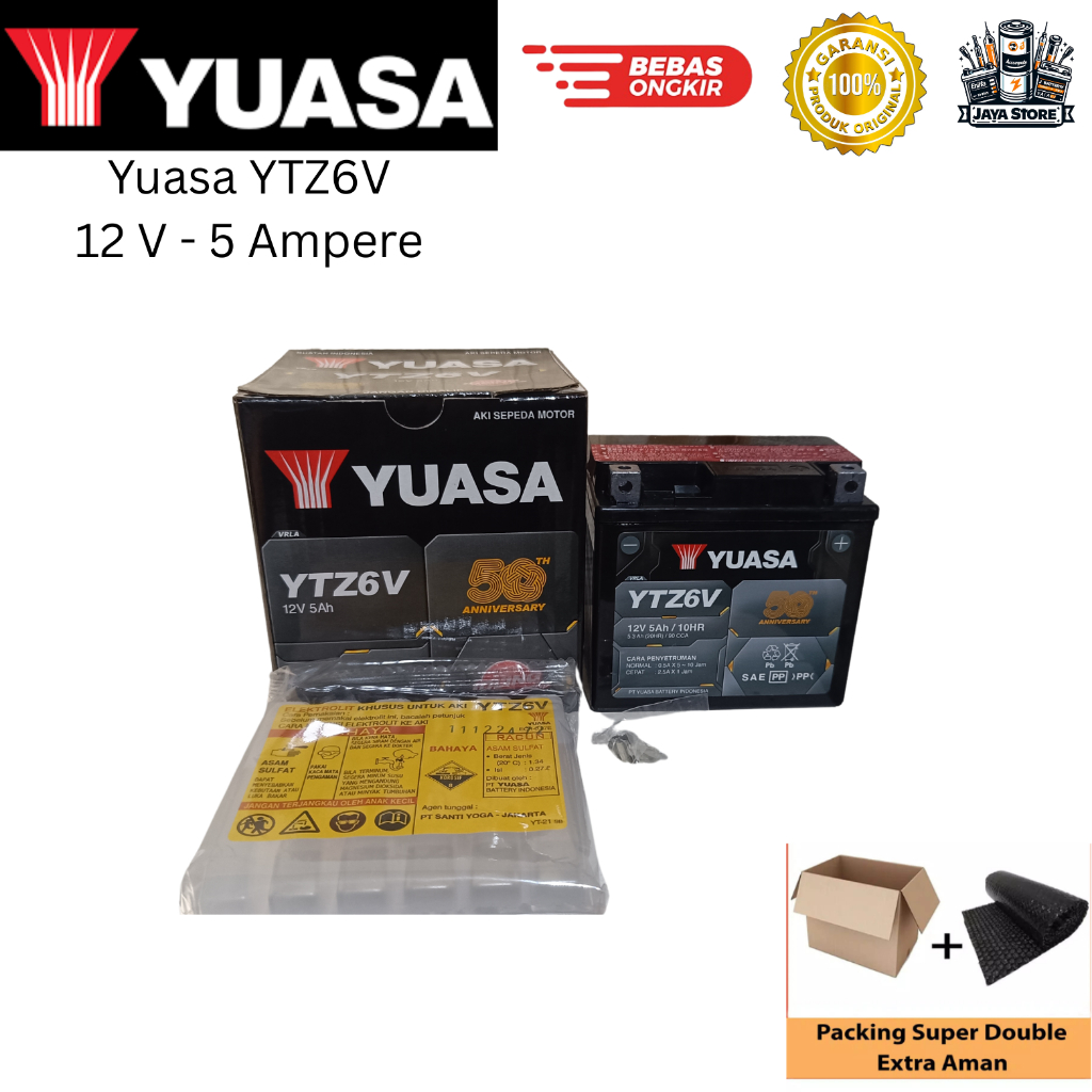 Aki Motor Beat ISS/Idling Stop, Scoopy ISS, Vario Techno 125 CBS, Vario 160, Vario 150 YUASA YTZ6V