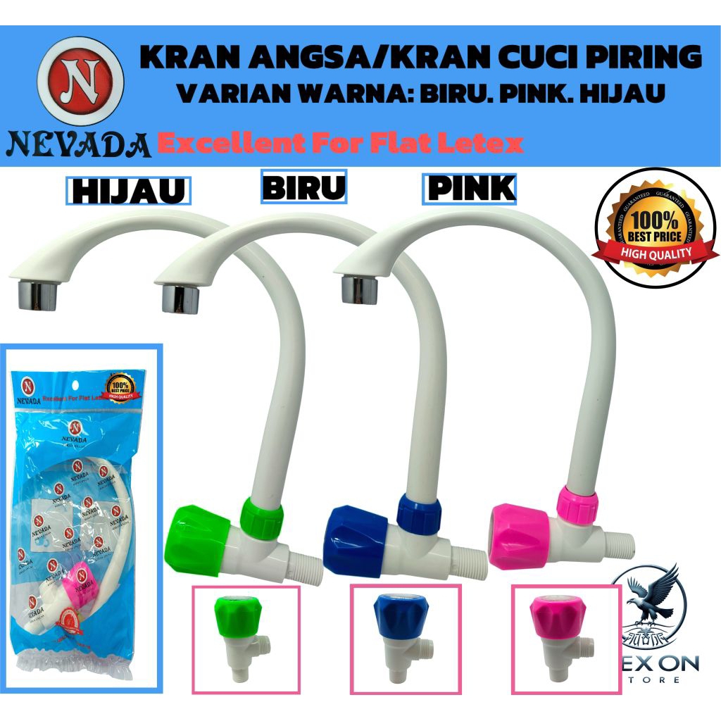 KRAN ANGSA/KRAN CUCI PIRING/DAPUR NEVADA PVC 1/2" DAPAT 3 VARIAN WARNA: BIRU, HIJAU, PINK