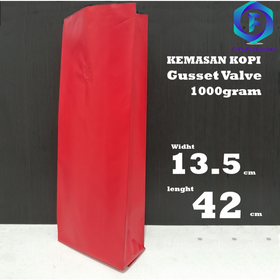 Merah Kemasan Kopi gusset tengah Valve