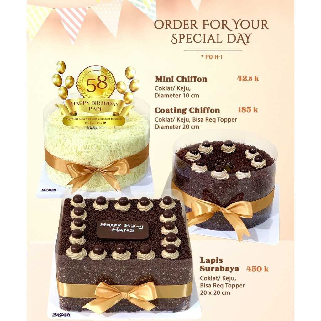 

SUKOBA - Custom Birthday Cake (Chiffon Cake / Lapis Surabaya)
