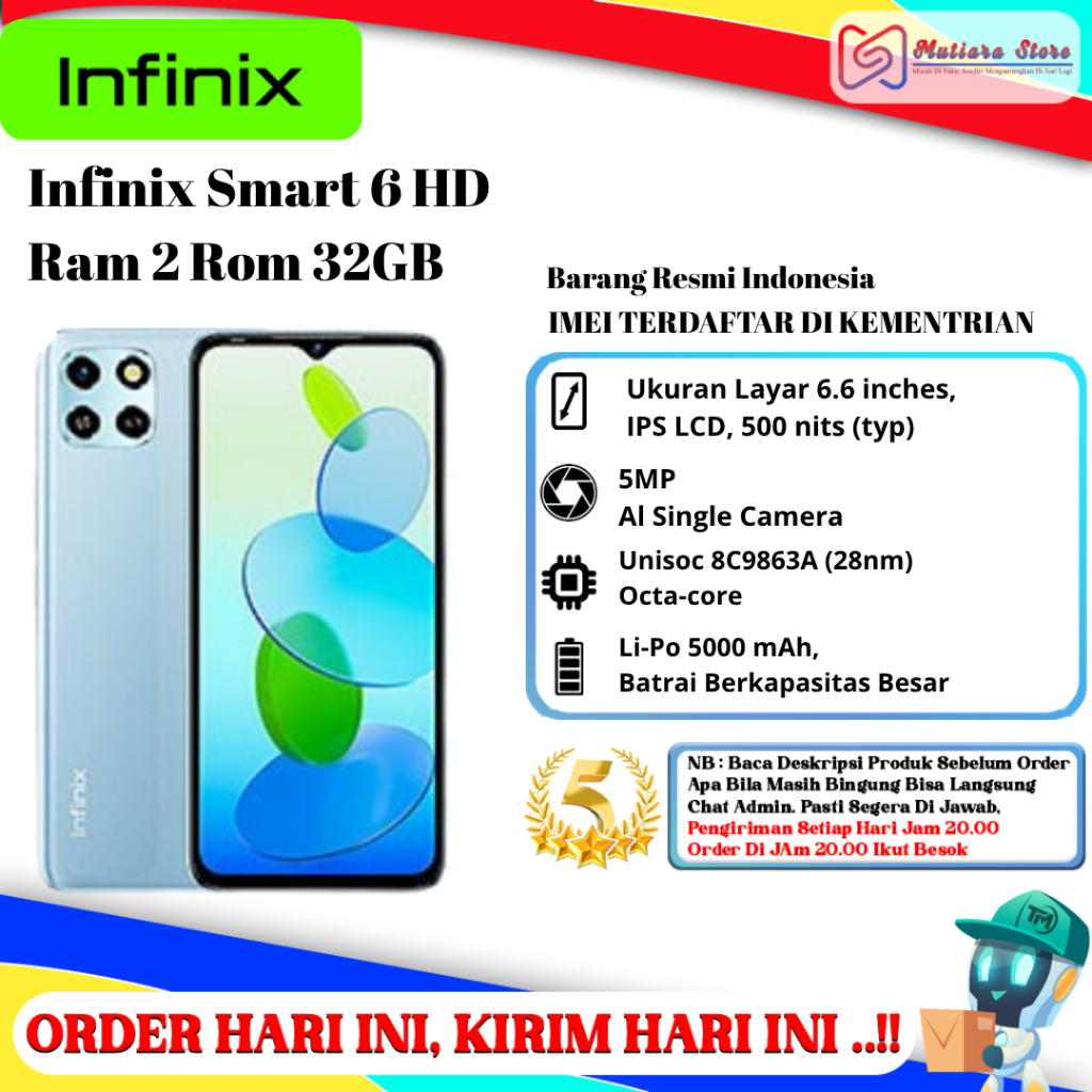 Infinix Smart 6 HD Ram 2 Rom 32GB