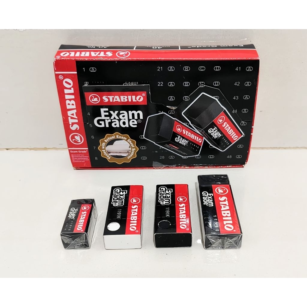 

Penghapus Pensil Stabilo Exam Grade Mini (1191S), Small (1191K) dan Big (1196E) - Penghapus Pensil Ujian Sekolah UNBK Hitam dan Putih