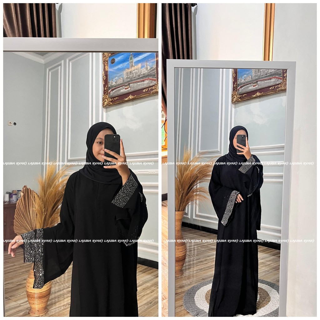 abaya electra - abaya 422 swaroski - abaya hitam - abaya arab - gamis hitam -gamis turkey -dres hita