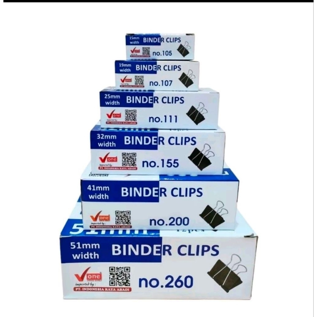 

Binder Clips klip penjepit kertas V.ONE Dari ukuran kecil sampai Besar