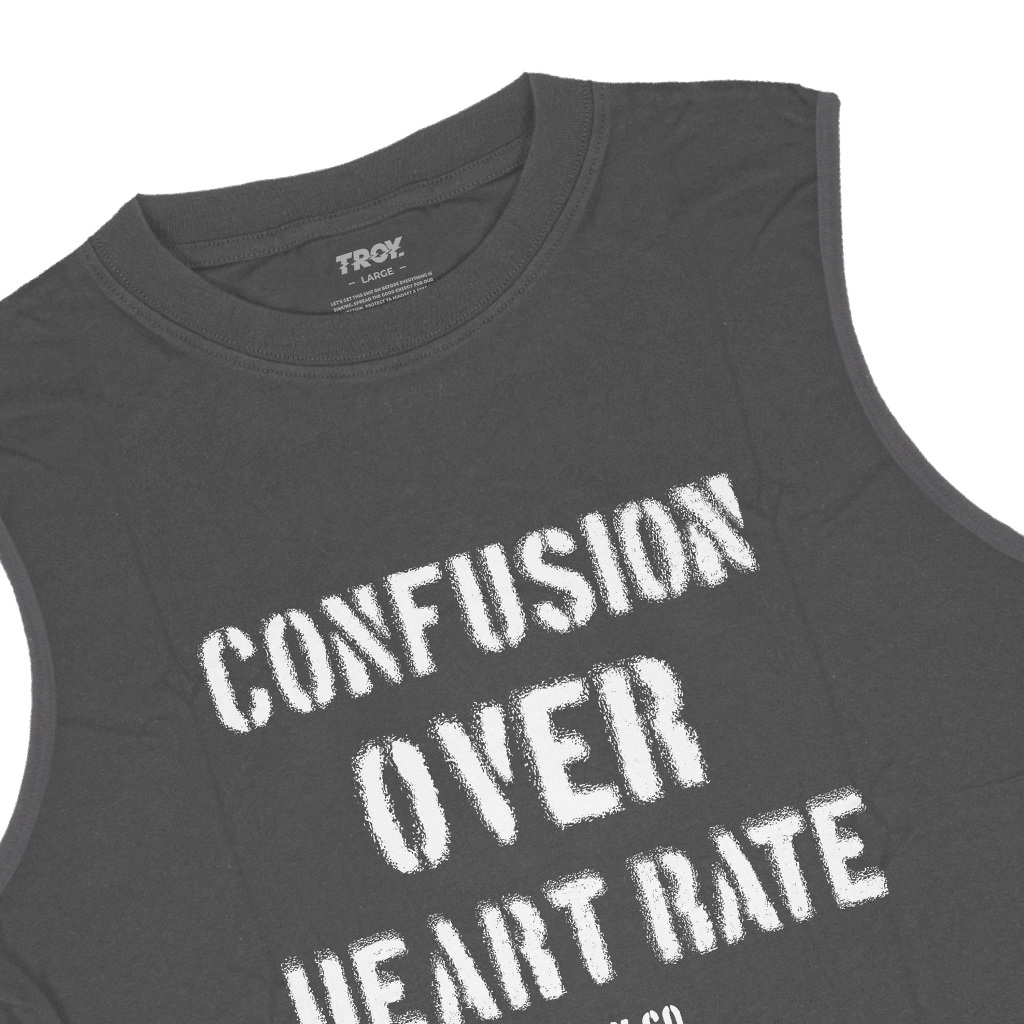 Troy Company Singlet Sleeveless Tshirt Dark Grey Heart Rate - Kaos Tanpa Lengan Abu Gelap TS 3171
