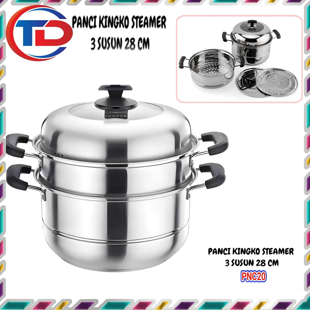 Panci Kukus StainlessTD  2 Susun 28cm / Panci Steamer Kukus Multifungsi / Panci Siomay Dimsum