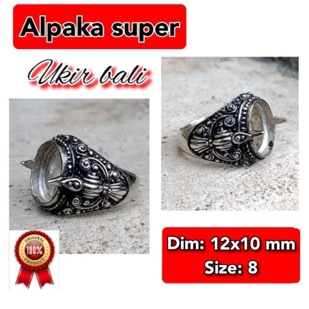 cincin emban batu akik batu permata alpaka super ukir Bali.27