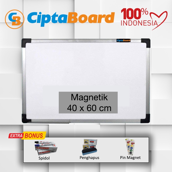 

Papan tulis / Whiteboard / Papan board / Mading / Magnet Cipta 40 x 60 cm