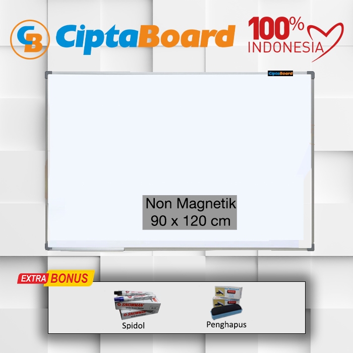

Papan tulis / Whiteboard / Papan board / Mading / Whiteboard gantung Non magnet 90 x 120 cm