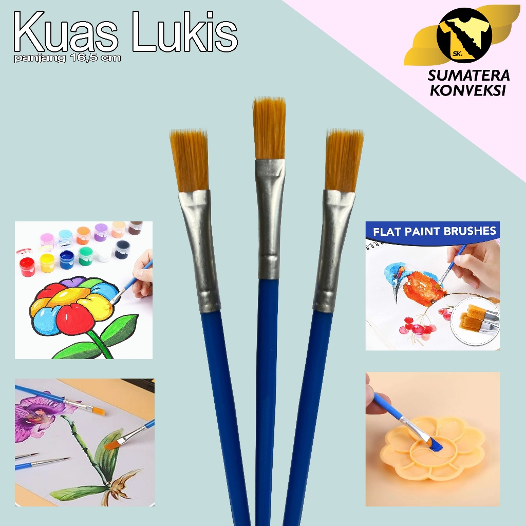 

Kuas Lukis Biru Acrylic Watercolor - Kuas Gambar Kanvas