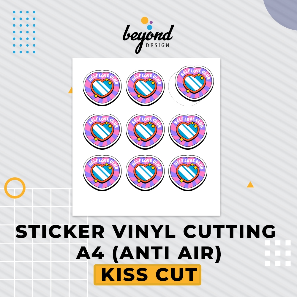 

Sticker Vinyl Cutting A4 Kiss Cut | Cetak Stiker Vinyl Anti Air Waterproof Potong Setengah Putus untuk Souvenir Usaha Logo Merchandise