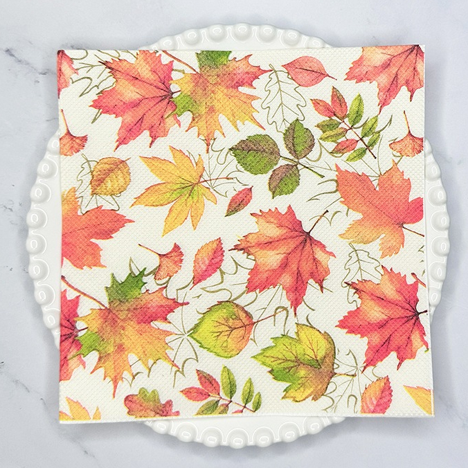 190. Decoupage napkins / Tisu decoupage motif daun musim gugur