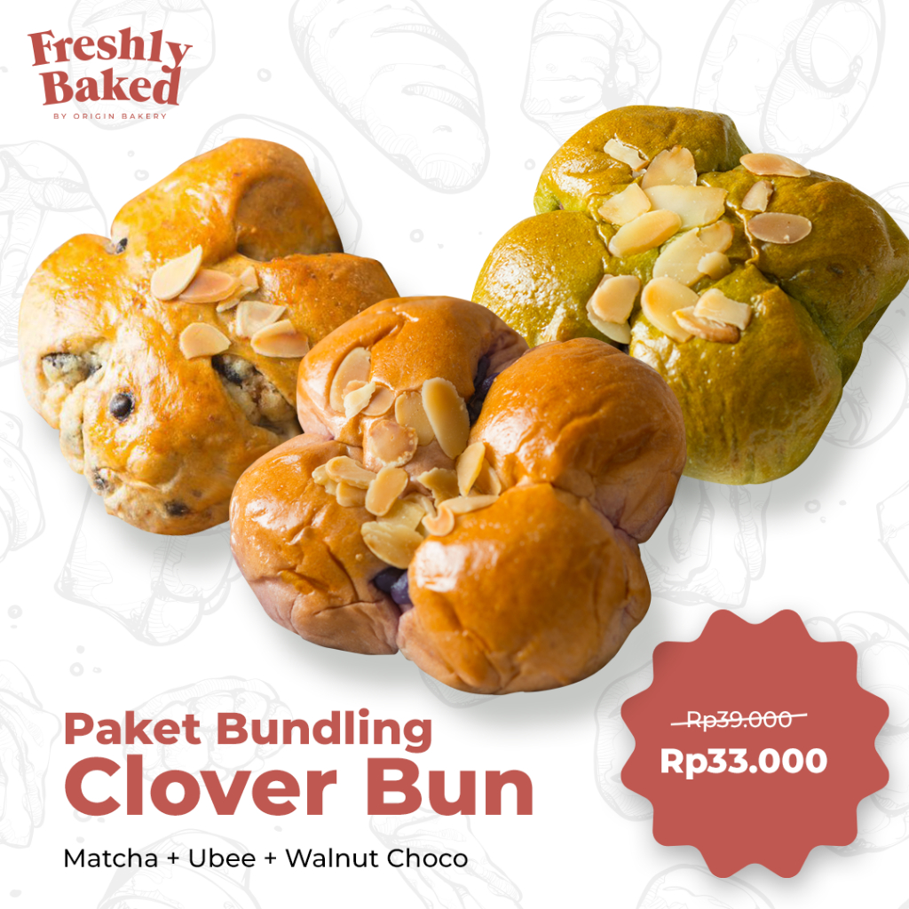 

Bundling Clover Bun: Matcha Sweet Bun + Ubee Sweet Bun + Walnut Choco - 3 pcs